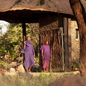 Maasi greet at Four Seasons Safari Lodge, Serengeti gates