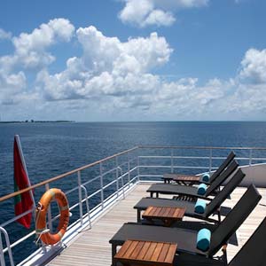 The deck of the Four Seasons Explorer, Maldives