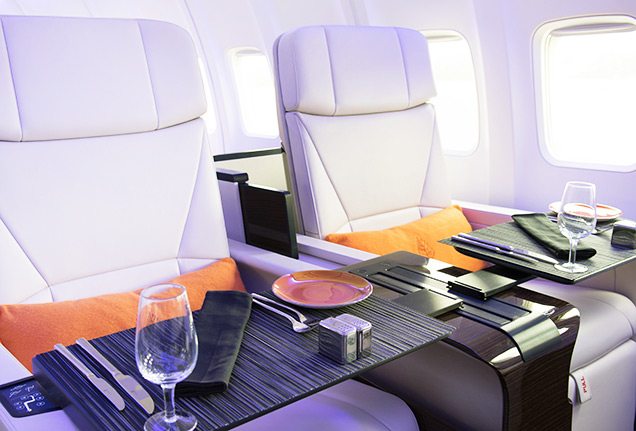 Four Seasons Jet seats with place settings