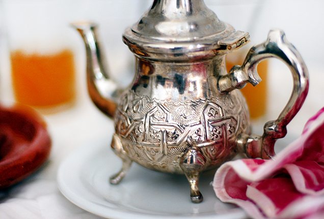 It is tradition to serve mint tea in Morocco.
