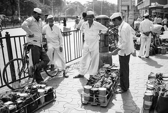 Mumbai dabbawalas organize their dabbas