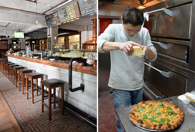 Bar and pizza maker at Great Leap Brewing Co. in Beijing