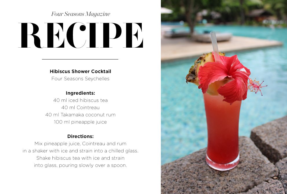 Recipe card for Hibiscus shower cocktail