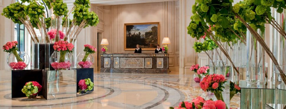 floral art installation at Four Seasons Hotel George V Paris
