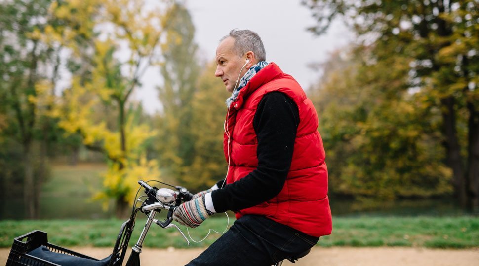 Chef Le Squer rides his bike in Paris