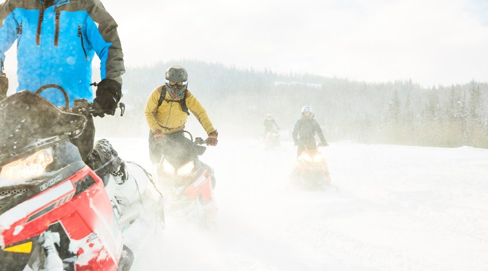 Snowmobiling in the mountains