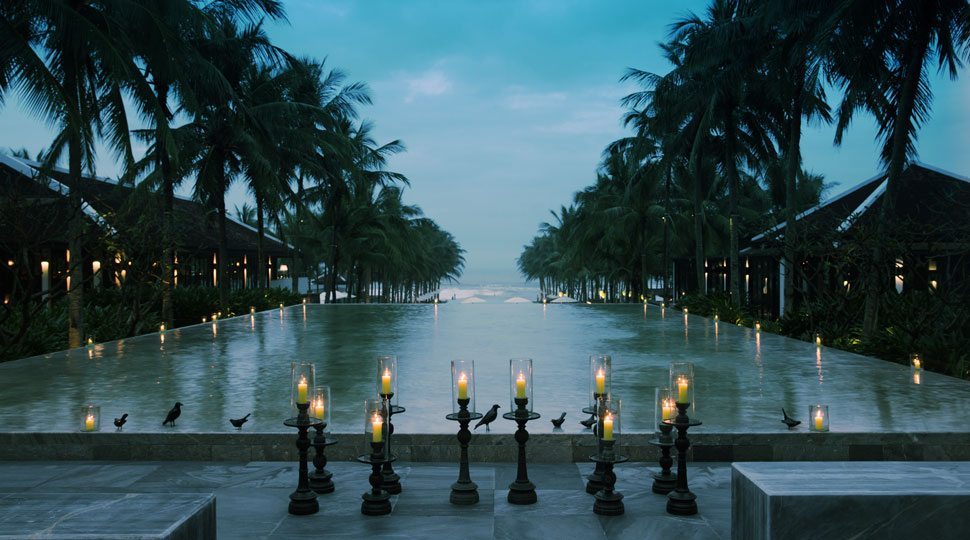 Candles by pool in Vietnam