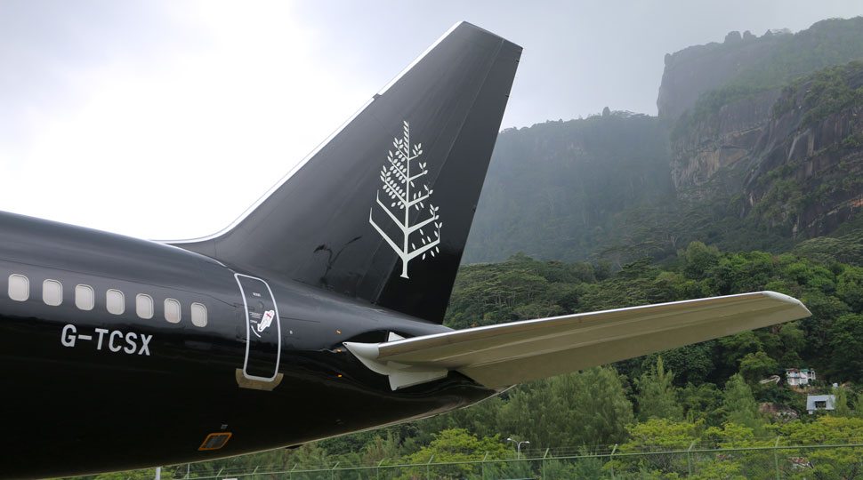 The tail of the Four Seasons Jet
