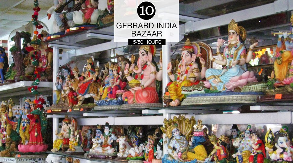 Indian statues on display in the Gerrard India Bazaar, Toronto.