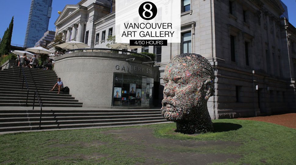 A statue outside of the Vancouver Art Gallery.