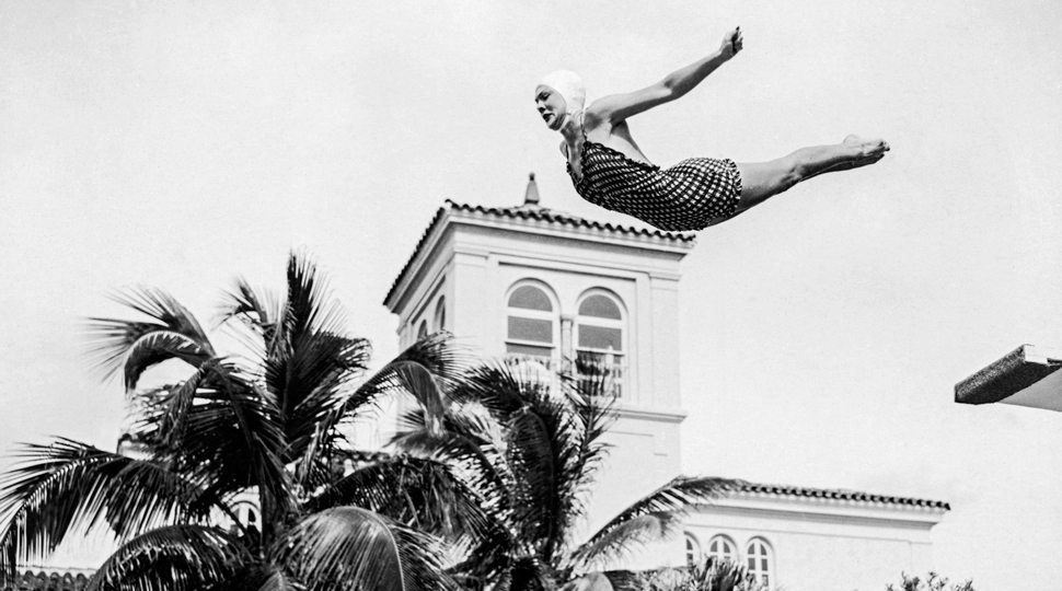 A diver at the famous Miami Surf Club resort, circa 1950