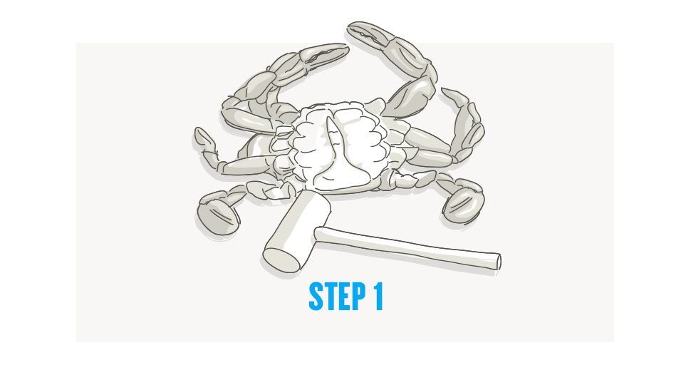 Picking crab step 1