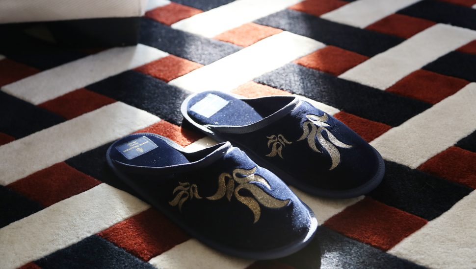 Signature Manolo Blahnik slippers from the Hotel's Manolo Blahnik Package