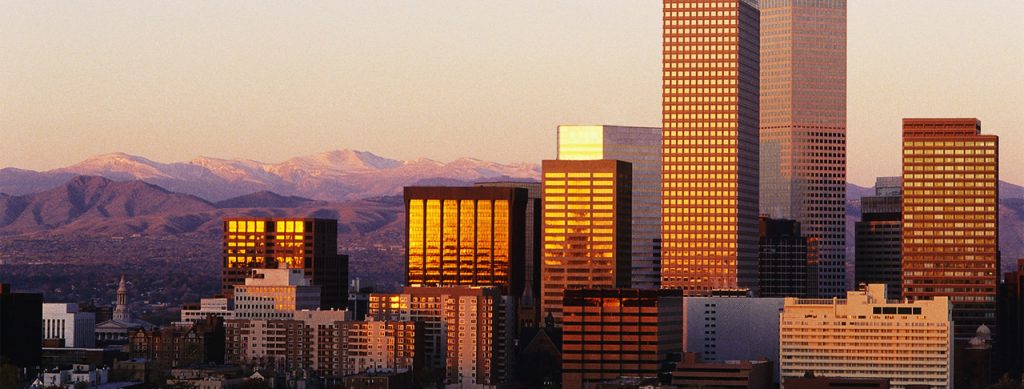 Denver skyline and mountains