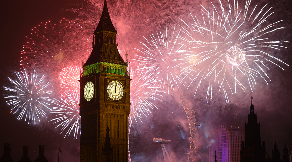 Big Ben with fireworks
