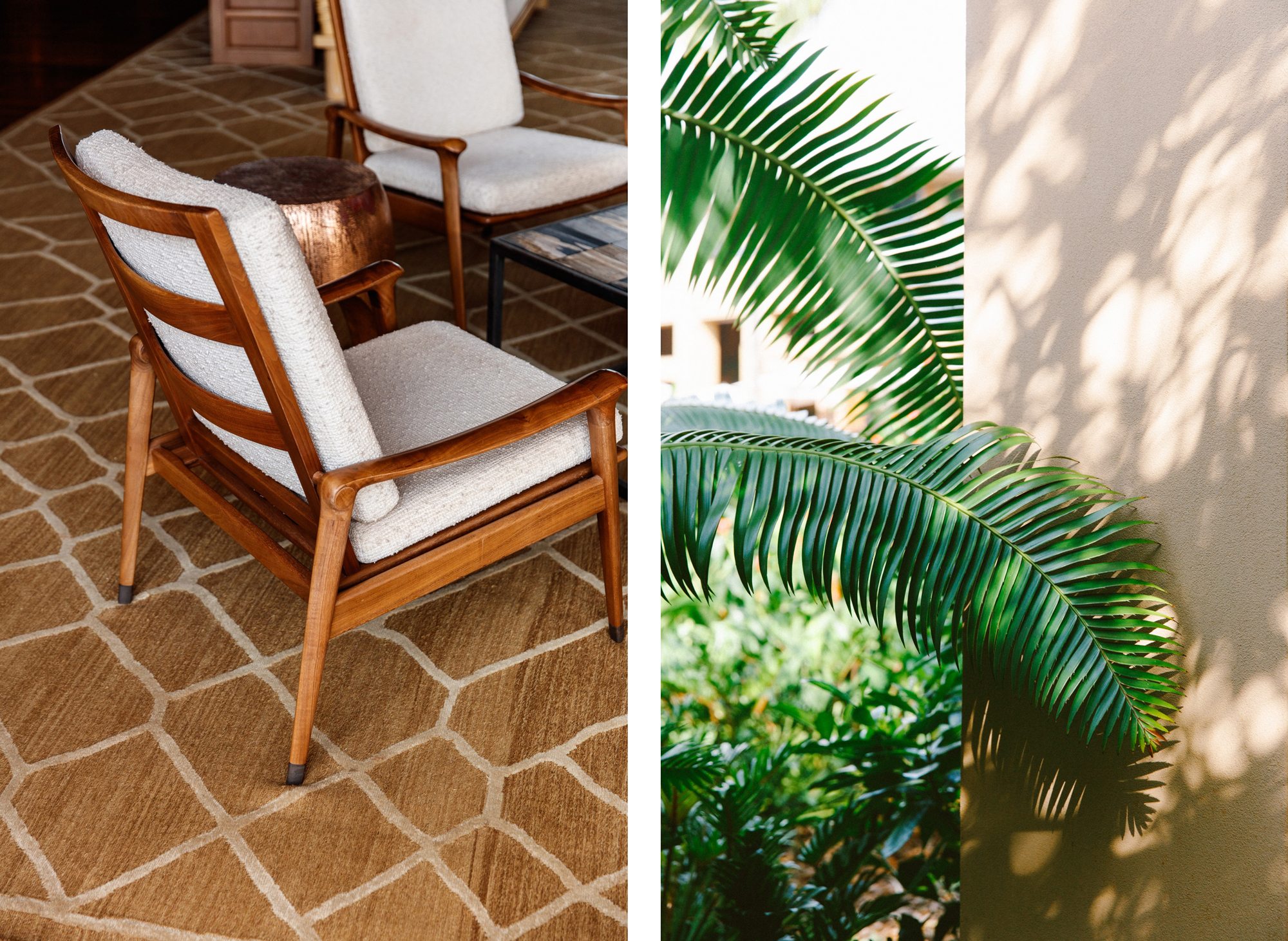 lanai white outdoor chair, palm frond comparison