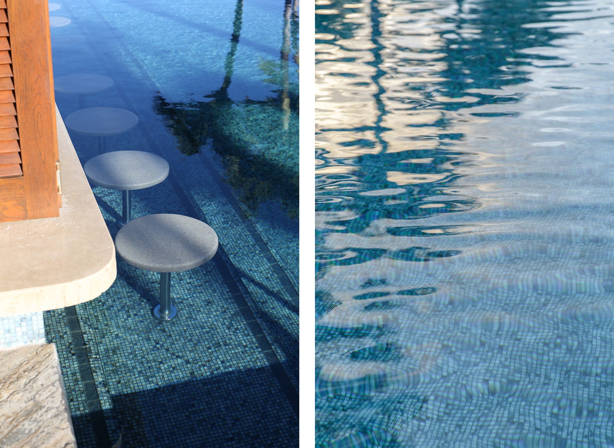 Maui beach bar stools, pool surface comparison