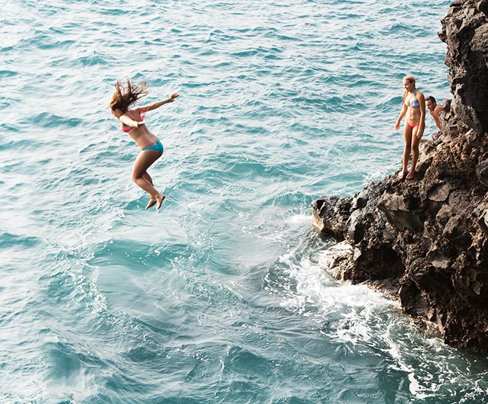 Cliff-jumping in Hawaii