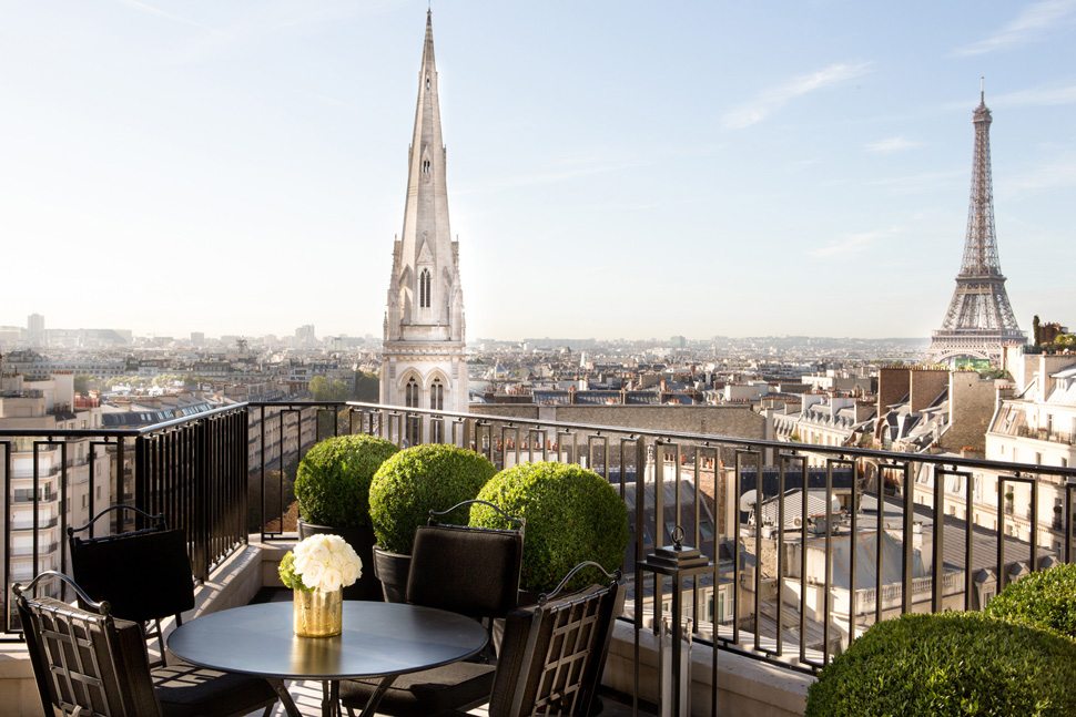 George V penthouse terrace views