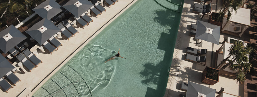 Aerial image of the outdoor pool at Four Seasons Hotel and Residence Fort Lauderdale