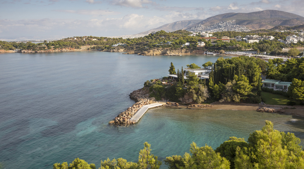 Aerial view of Greek peninsula
